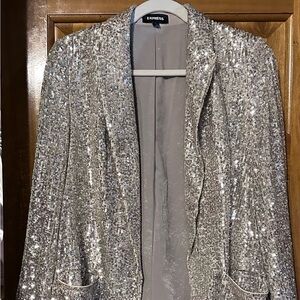 Express open front sequined boyfriend blazer